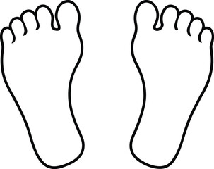 two human feet with toes and arches facing upwards silhouette vector