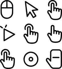 Computer Mouse and Cursor Line Icon Collection Click, Tap, and Navigation Symbols