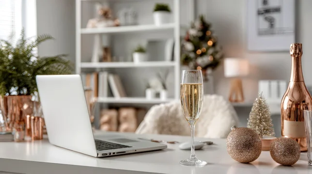 Festive Corporate Branding Flyer Mockup on Work Desk