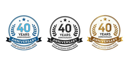 40 Years Anniversary Badges Commemorating Milestones and Achievements with Elegant Designs