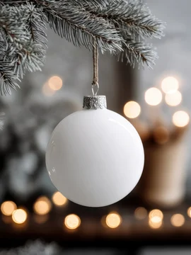 Minimal Christmas Ball Mockup with Soft Festive Background