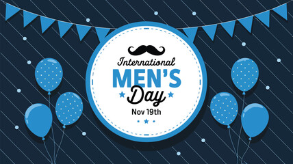 Vector art of international mens day celebration with balloons and bunting, november 19th, honoring men and masculinity with festive decorations and a celebratory atmosphere