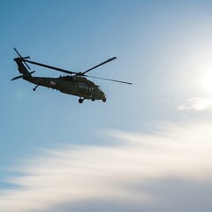 Military Helicopter in Flight.