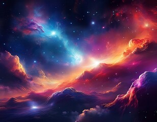 Fototapeta premium beautiful colorful galaxy clouds nebula background wallpaper space and cosmos or astronomy concept supernova night stars hd