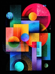 Modern abstract gradient art poster with geometric shapes.  Illustration of bright multicolored futuristic design gradients, print and trendy typography for poster, cover or flyer.