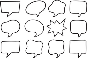 Fototapeta premium Hand-Drawn Lineal Speech and Thought Bubbles Collection