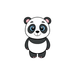Cute cartoon panda bear with big blue eyes
