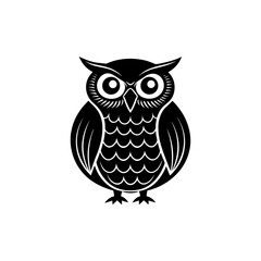 Stylized black and white owl illustration