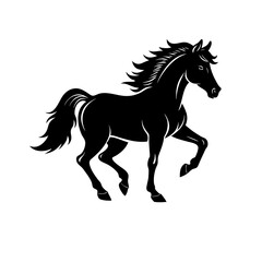 Elegant black silhouette of a galloping horse