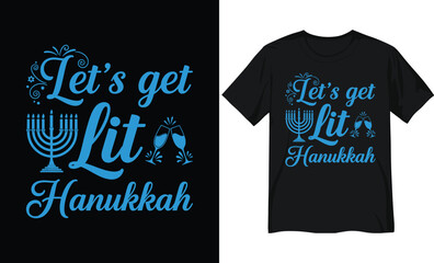 Let’s Get Lit Hanukkah Design – Funny Menorah and Champagne Celebration Art