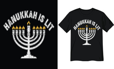 Hanukkah Is Lit Menorah Design – Funny Jewish Holiday Typography Art