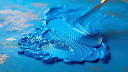 Blue paint brush texture abstract acrylic canvas artistic creative stroke glossy, Blue paint brush texture abstract canvas acrylic stroke art glossy - Powered by Adobe