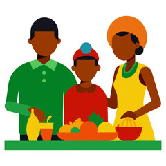 Kwanzaa Family Dinner Celebration Vector Illustration
