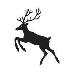 Fototapeta premium Reindeer silhouette, majestic winter deer, Christmas forest animal, elegant wildlife design, snowy nature illustration, festive holiday artwork, wild reindeer vector, peaceful woodland scene