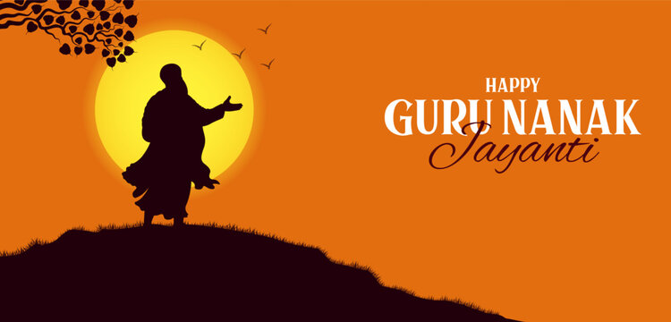 Happy Gurpurab, Guru Nanak Jayanti festival of Sikh celebration background