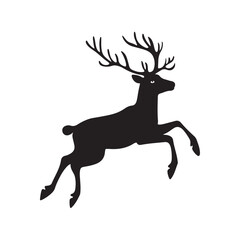 Obraz premium Reindeer silhouette, majestic winter deer, Christmas forest animal, elegant wildlife design, snowy nature illustration, festive holiday artwork, wild reindeer vector, peaceful woodland scene