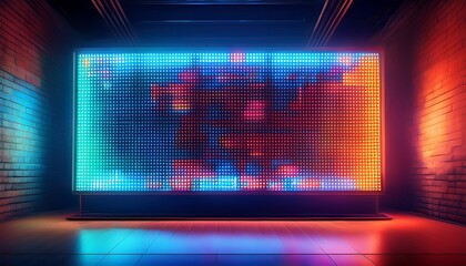 a panel of led pixels advertising board in color display