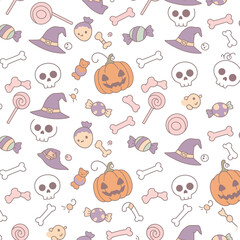 Halloween Sweets and Treats Seamless Pattern for Spooky Celebration