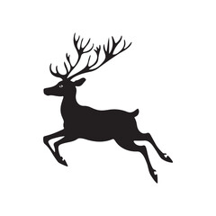 Reindeer silhouette, majestic winter deer, Christmas forest animal, elegant wildlife design, snowy nature illustration, festive holiday artwork, wild reindeer vector, peaceful woodland scene
