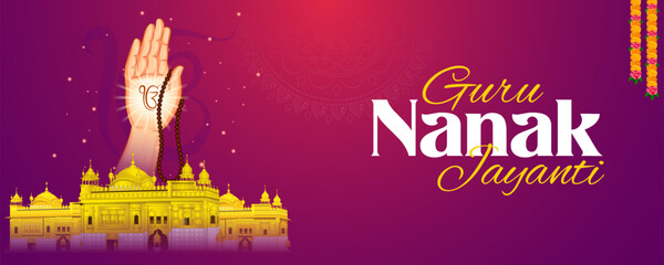 Happy Gurpurab, Guru Nanak Jayanti festival of Sikh celebration background