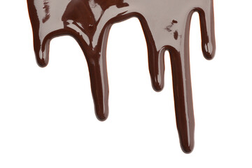 Flowing tasty melted chocolate on white background