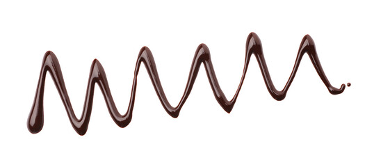 Sample of tasty melted chocolate isolated on white, top view