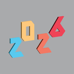 2026 number design template. 2026 New Year logo text design. Vector illustration.