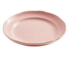 Elegant soft pink dinner plate with subtle gold rim for sophisticated dining experiences