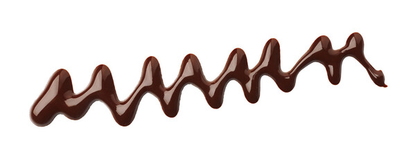 Sample of tasty melted chocolate isolated on white, top view
