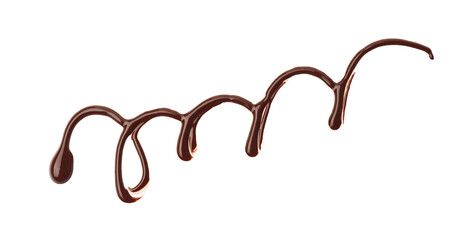 Sample of tasty melted chocolate isolated on white, top view