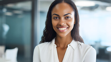 portrait of a young black smiling businesswoman