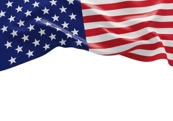 Fototapeta premium Waving american flag with stars and stripes on a white background