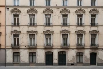 Obraz premium Abgenutzte Fassadenstruktur eines historischen Stadthauses