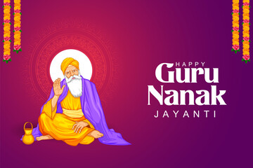 Happy Gurpurab, Guru Nanak Jayanti festival of Sikh celebration background