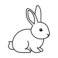 Simple line drawing of a cute white rabbit sitting