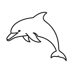 Simple outline drawing of a happy dolphin leaping from water