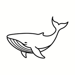 Simple hand drawn outline of a majestic blue whale