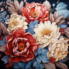 Beautiful blooming flower and leaves background