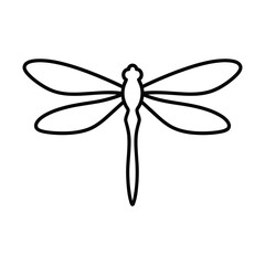 Simple outline drawing of a dragonfly insect icon