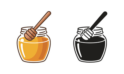 Jar of Honey with Wooden Spoon on White Background. Sweet Natural Food Concept