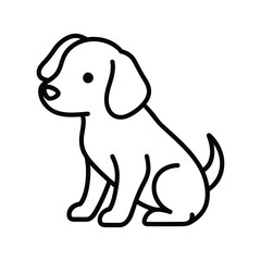 Simple line drawing of a cute sitting puppy dog