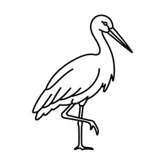 Simple line drawing of a stork standing on one leg