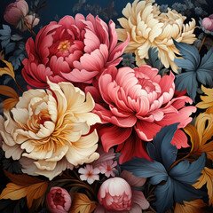 Beautiful blooming flower and leaves background