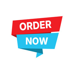 Order now promotional banner with red and blue colors