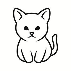 Simple line drawing of a cute sitting kitten
