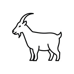 Simple outline drawing of a standing goat with horns
