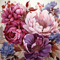 Beautiful blooming flower and leaves background