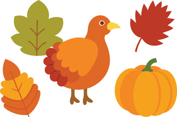 Thanksgiving day elements bundle vector illustration scalable eps icon set