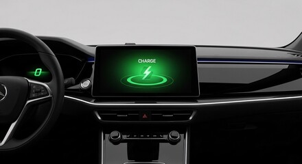 Electric Vehicle Charging Screen Car Interior Dashboard Display Showing Charge Status Electric Car Technology Modern Vehicle Interior Design