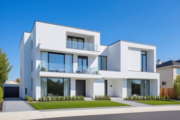 Elegantes, modernes Architekturhaus mit klaren Linien und gro&szlig;z&uuml;gigen Glasfl&auml;chen